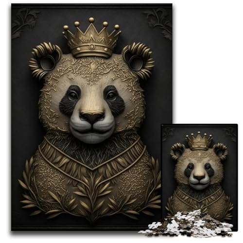 King Panda Gold Deco1000teiliges Puzzle für Erwachsene Holzpuzzle Geburtstagsgeschenkidee anspruchsvolles Denkspiel 1000 Teile (75 x 50 cm) von CXUOSADIP
