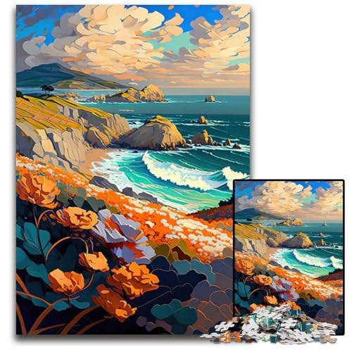 KüstenhügelLandschaftspuzzle 1000 Teile für Erwachsene Papierpuzzle perfekt für Familienspaß Partyspiele Geburtstagspartygeschenke 1000 Teile (38 x 26 cm) von CXUOSADIP