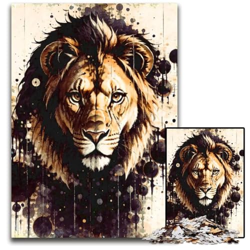 LöwenKunstwerk Puzzle für Erwachsene 1000 Teile Puzzle Familienaktivität Denksportaufgabe Heimdekoration 1000 Teile (75 x 50 cm) von CXUOSADIP