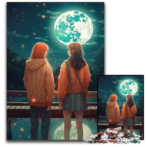 Lofi Girl Style Puzzle 1000 Teile anspruchsvolle Puzzles interaktives Familienspiel GehirnHerausforderung Lernspielzeug 1000 Teile (75 x 50 cm) von CXUOSADIP