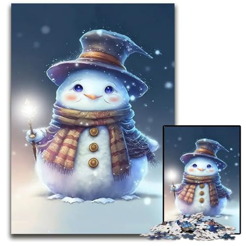 Lustiges süßes SchneemannPuzzle 1000 Teile für Erwachsene Holzpuzzle für Erwachsene Heimdekoration 1000 Teile (75 x 50 cm) von CXUOSADIP