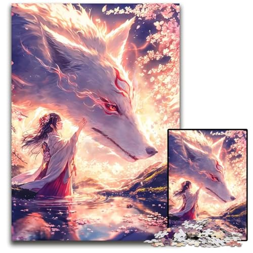 Mädchen mit ihrem KitsunePuzzle für Erwachsene 1000 Teile Puzzle für Erwachsene perfekt für Teenager Heimdekoration 1000 PCS (75 x 50 cm) von CXUOSADIP