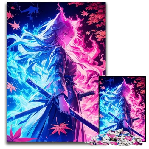 Magisches SamuraiMädchenPuzzle 1000 Teile für Erwachsene Unmögliches Puzzle für Erwachsene Herausforderndes Denkspiel für Teenager Spaß für den Familienspieleabend 1000 Teile (75 x 50 cm) von CXUOSADIP