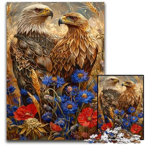Majestic Eagles 1000teiliges Puzzle für Erwachsene Holzpuzzle Geburtstagsgeschenkidee anspruchsvolles Denkspiel 1000 Teile (75 x 50 cm) von CXUOSADIP