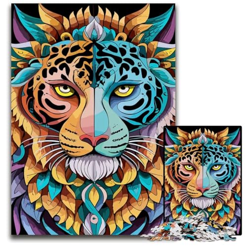 MandalaStil König der Löwen Puzzle 1000 Teile für Erwachsene Holzpuzzle für Erwachsene anspruchsvolles Denkspiel für Teenager Spaß am Familienspieleabend 1000 Teile (75 x 50 cm) von CXUOSADIP