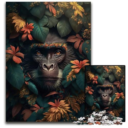 Moonkey im DschungelStil 14b Puzzle 1000 Teile für Erwachsene Holzpuzzle Geburtstage Feiertage am besten für Weihnachten 1000 Teile (75 x 50 cm) von CXUOSADIP