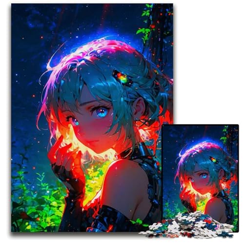 Neon Night Woman14 Puzzles für Erwachsene 1000 Holzpuzzles für Heimdekoration Gehirntraining 1000 Teile (75 x 50 cm) von CXUOSADIP