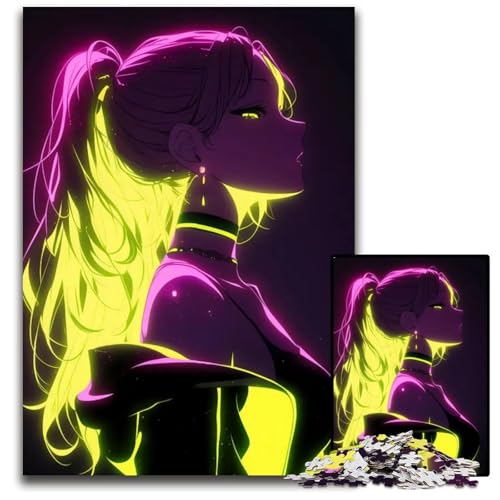 NeonAnimeMädchenPuzzle 1000 Teile Puzzle pädagogisches Denkspiel künstlerische HeimbüroDekoration ab 14 Jahren 1000 Teile (75 x 50 cm) von CXUOSADIP