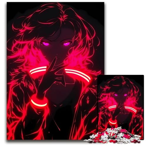 NeonAnimeMädchenPuzzles 1000 Teile für Erwachsene Schwierige Puzzles für Erwachsene Geburtstagsgeschenkidee Herausforderndes Denkspiel 1000 Teile (75 x 50 cm) von CXUOSADIP