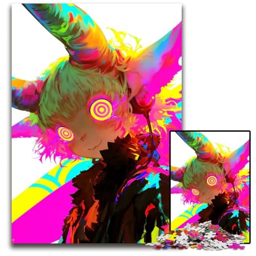 NeonDämonenMädchenPuzzle 1000 Teile Puzzle pädagogisches Denkspiel künstlerische Heim und Bürodekoration ab 14 Jahren 1000 Teile (75 x 50 cm) von CXUOSADIP