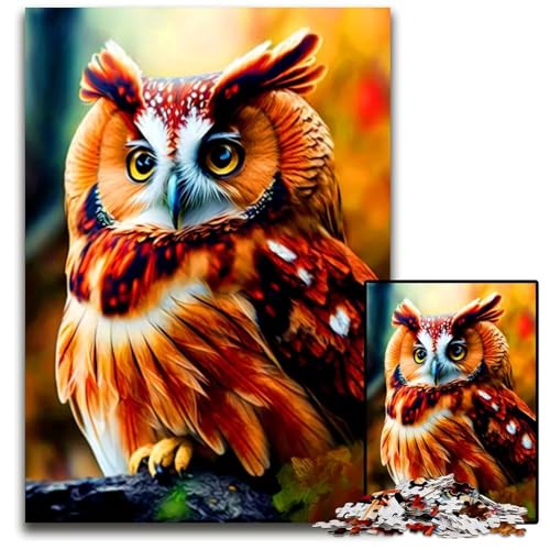 Niedliche Eule 1000teiliges Puzzle für Erwachsene Holzpuzzle Geburtstagsgeschenkidee anspruchsvolles Denkspiel 1000 Teile (75 x 50 cm) von CXUOSADIP