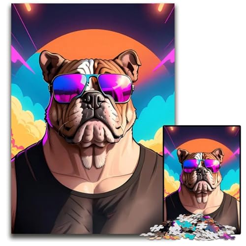 Niedliche HundePuzzles im RetroStil für 1000teiliges Papierpuzzle Anspruchsvolles Denkspiel für Teenager Spaß am Familienspielabend 1000 Teile (38 x 26 cm) von CXUOSADIP