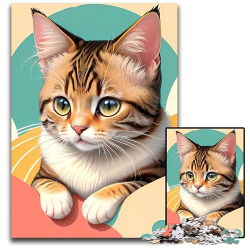 Niedliche KatzenPuzzles im MinimalismusStil für 1000teiliges Papierpuzzle anspruchsvolles Denkspiel für Teenager Spaß am Familienspielabend 1000 Teile (38 x 26 cm) von CXUOSADIP