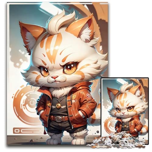 Niedliche Katzenillustration Puzzle 1000 Teile anspruchsvolle Puzzles interaktives Familienspiel GehirnHerausforderung Lernspielzeug 1000 Teile (38 x 26 cm) von CXUOSADIP