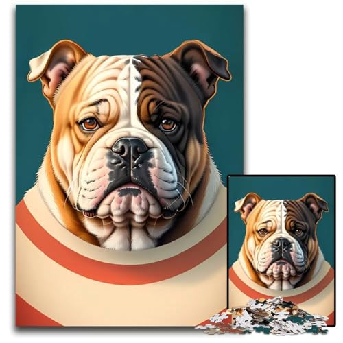 Niedlicher Hund im RetroStil 1000teiliges Puzzle für Erwachsene Papierpuzzle Geburtstagsgeschenkidee anspruchsvolles Denkspiel 1000 Teile (38 x 26 cm) von CXUOSADIP