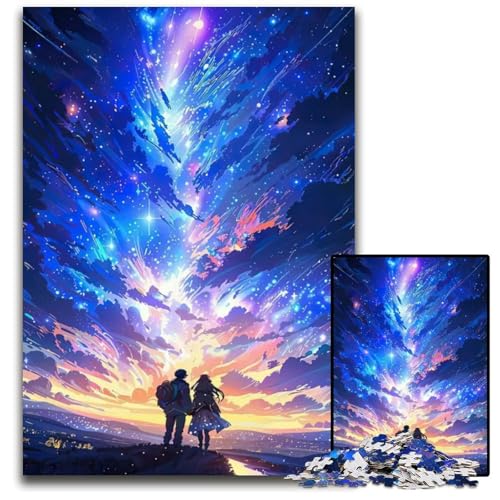Niedliches AnimePuzzle für Erwachsene 1000teiliges Holzpuzzle Eltern Liebhaber Freunde Alter 14 1000 Teile (38 x 26 cm) von CXUOSADIP