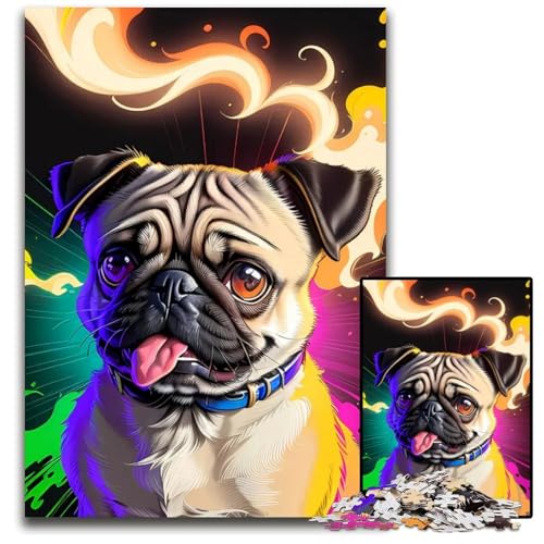 Niedliches HundePuzzle im RetroStil 1000 Teile Holzpuzzle perfekt für Familienspaß an Weihnachten Thanksgiving Geburtstagen Ostern 1000 Teile (75 x 50 cm) von CXUOSADIP