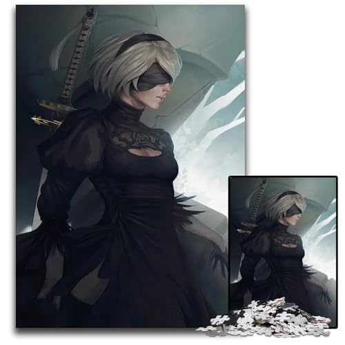 Nier Automata Art Puzzles für Erwachsene 1000 Puzzles interaktives Familienspiel GehirnHerausforderung Lernspielzeug 1000 Teile (75 x 50 cm) von CXUOSADIP