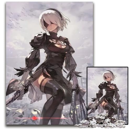 Nier Automata Artworkb Puzzles für Erwachsene 1000 Puzzles Interaktives Familienspiel GehirnHerausforderung Lernspielzeug 1000 Teile (75 x 50 cm) von CXUOSADIP
