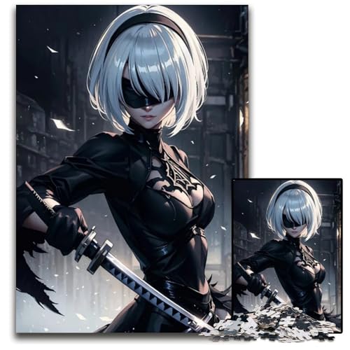 Nier Automata Puzzles für Erwachsene 1000 Teile Holzpuzzles für Erwachsene interaktives Familienspiel Familienaktivitätsspiel 1000 Teile (38 x 26 cm) von CXUOSADIP
