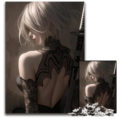 Nier Automata Puzzles für Erwachsene 1000 Teile anspruchsvolle Puzzles für Teenager Familienspaß DIYDenkspiel Geschenk 1000 Teile (38 x 26 cm) von CXUOSADIP