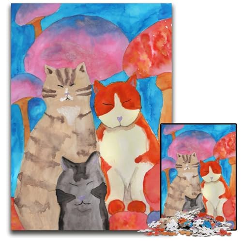 PilzkatzenTrioPuzzles für 1000teiliges Papierpuzzle anspruchsvolles Denkspiel für Teenager Spaß am Familienspielabend 1000 Teile (38 x 26 cm) von CXUOSADIP