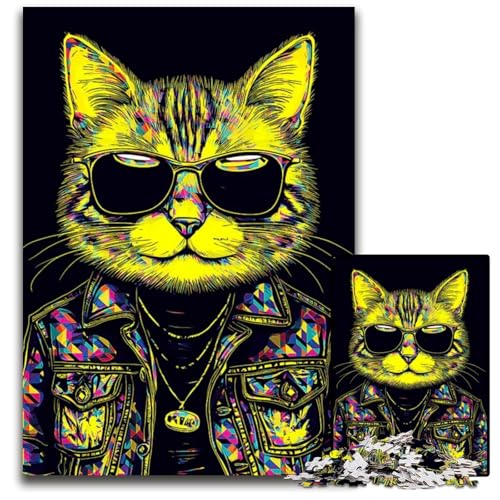 PopArtPuzzles im Katzenstil für 1000 Teile aus Holz anspruchsvolles Denkspiel für Teenager Spaß am Familienspielabend 1000 Teile (75 x 50 cm) von CXUOSADIP