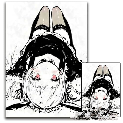 Puzzle 1000 Teile AnimeHäschenmädchen Schwarze Tinte Puzzles für Erwachsene anspruchsvolles Denkspiel für Teenager Spaß für den Familienspielabend 1000 Teile (75 x 50 cm) von CXUOSADIP
