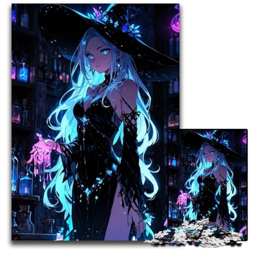 Puzzle 1000 Teile AnimeHexe mit Zaubertrank Holzpuzzle für Erwachsene anspruchsvolles DIYDenkspiel perfektes Familienspiel oder dekoratives Geschenk 1000 Teile (38 x 26 cm) von CXUOSADIP