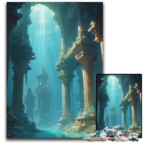 Puzzle 1000 Teile AnimeLoFiLandschaft mit Unterwasserruinen Holzpuzzle für Erwachsene anspruchsvolles DIYDenkspiel perfektes Familienspiel oder dekoratives Geschenk 1000 Teile (75 x 50 cm) von CXUOSADIP
