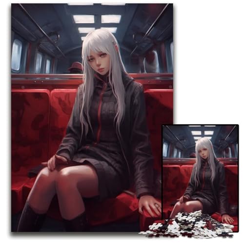 Puzzle 1000 Teile AnimeMädchen im Zug Puzzles für Erwachsene anspruchsvolles Denkspiel für Teenager Spaß für den Familienspielabend 1000 Teile (38 x 26 cm) von CXUOSADIP