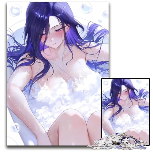 Puzzle 1000 Teile AnimeMädchen in der Badewanne Puzzles für Erwachsene anspruchsvolles Denkspiel für Teenager Spaß für den Familienspielabend 1000 Teile (38 x 26 cm) von CXUOSADIP