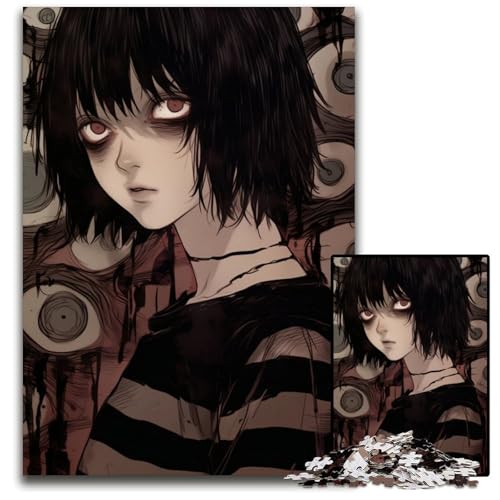 Puzzle 1000 Teile AnimeMädchen mit Augen Holzpuzzle entspannende Unterhaltung Heimdekoration 1000 Teile (38 x 26 cm) von CXUOSADIP