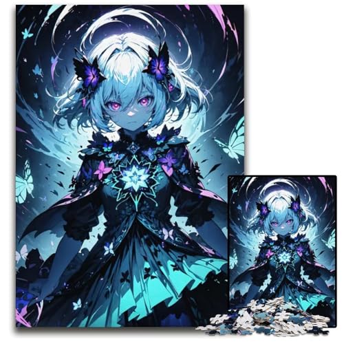 Puzzle 1000 Teile AnimeMädchen mit Schmetterlingen Puzzles für Erwachsene anspruchsvolles Denkspiel für Teenager Spaß für den Familienspielabend 1000 Teile (38 x 26 cm) von CXUOSADIP