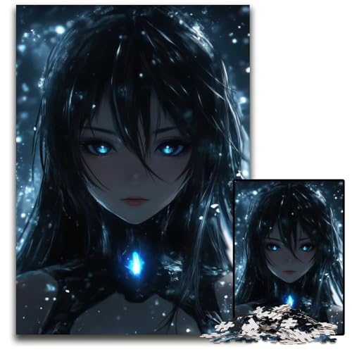 Puzzle 1000 Teile AnimeMädchen mit blauen Augen Puzzles für Erwachsene anspruchsvolles Denkspiel für Teenager Spaß für den Familienspielabend 1000 Teile (38 x 26 cm) von CXUOSADIP