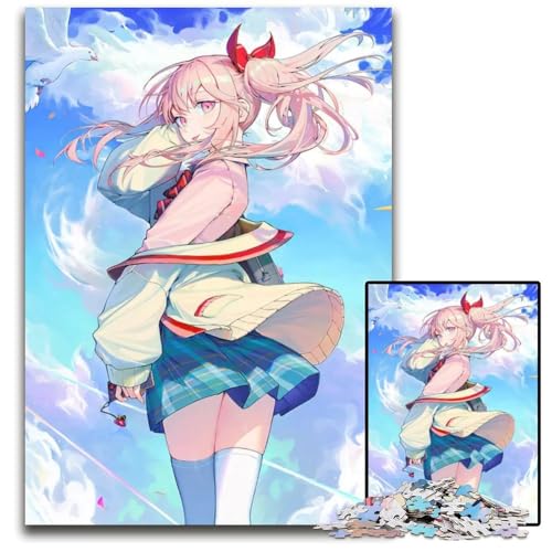Puzzle 1000 Teile AnimeMädchen mit rosa Haaren Puzzles für Erwachsene anspruchsvolles Denkspiel für Teenager Spaß für den Familienspielabend 1000 Teile (75 x 50 cm) von CXUOSADIP
