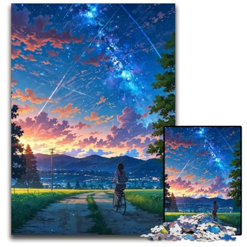 Puzzle 1000 Teile AnimeNachthimmelRadtour Puzzles für Erwachsene anspruchsvolles Denkspiel für Teenager Spaß am Familienspielabend 1000 Teile (75 x 50 cm) von CXUOSADIP
