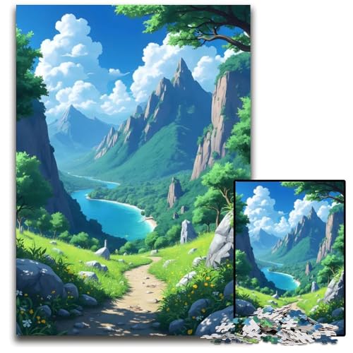 Puzzle 1000 Teile AnimeNaturlandschaftskunst Holzpuzzle entspannende Unterhaltung Heimdekoration 1000 Teile (38 x 26 cm) von CXUOSADIP