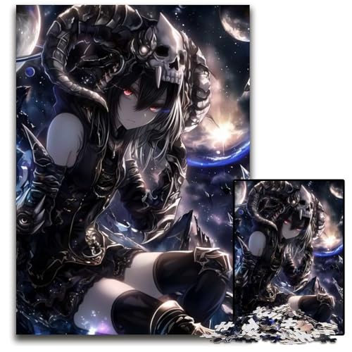 Puzzle 1000 Teile Dunkles AnimeMädchen im Weltraum Puzzles für Erwachsene anspruchsvolles Denkspiel für Teenager Spaß für den Familienspielabend 1000 Teile (38 x 26 cm) von CXUOSADIP