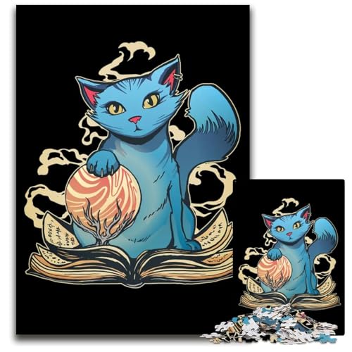 Puzzle 1000 Teile KatzenZauberer Zauberbuch magisches Holzpuzzle anspruchsvolles Denkspiel für Teenager Spaß am Familienspielabend 1000 Teile (75 x 50 cm) von CXUOSADIP