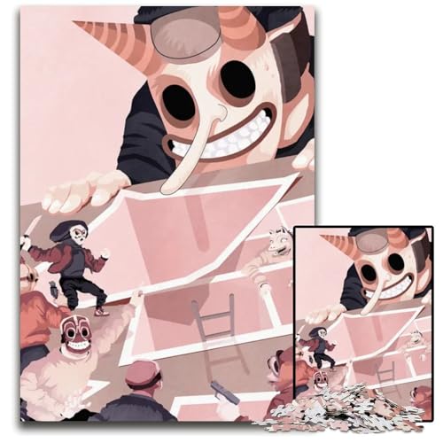Puzzle 1000 Teile Maskierte Figur – Bedrohung Holzpuzzle Entspannende Unterhaltung Heimdekoration 1000 PCS (38 x 26 cm) von CXUOSADIP