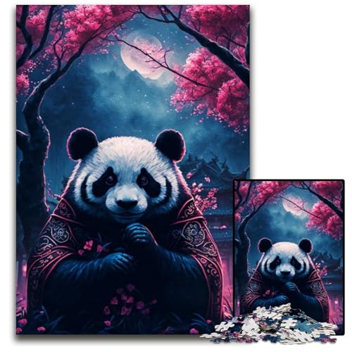 Puzzle 1000 Teile PandaKimonoStil Holzpuzzle anspruchsvolles Denkspiel für Teenager Spaß am Familienspielabend 1000 Teile (75 x 50 cm) von CXUOSADIP