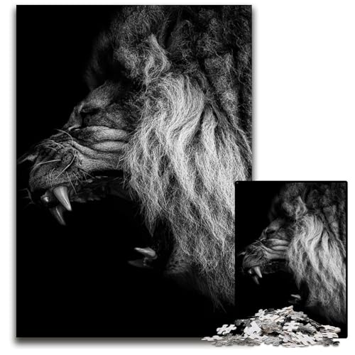 Puzzle 1000 Teile Poster mit wütendem Löwenkopf Puzzle für Erwachsene entspannende Unterhaltung Heimdekoration 1000 Teile (75 x 50 cm) von CXUOSADIP