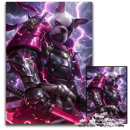 Puzzle 1000 Teile SamuraiBulldogge AnimeKunst Holzpuzzle für Erwachsene anspruchsvolles DIYDenkspiel perfektes Familienspiel oder dekoratives Geschenk 1000 Teile (38 x 26 cm) von CXUOSADIP