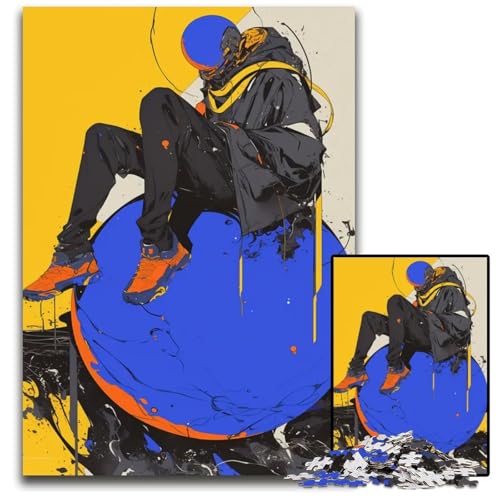 Puzzle 1000 Teile abstrakte Figur auf Kugel Puzzle für Erwachsene entspannende Unterhaltung Heimdekoration 1000 Teile (75 x 50 cm) von CXUOSADIP