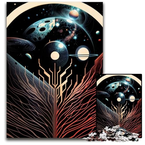 Puzzle 1000 Teile für Erwachsene Abstrakter Baum im Weltraum Holzpuzzle interaktives Familienspiel GehirnHerausforderung Lernspielzeug 1000 Teile (38 x 26 cm) von CXUOSADIP