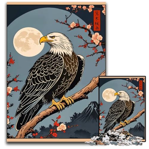Puzzle 1000 Teile für Erwachsene Adler japanische Kunst Puzzle Spiel für Erwachsene Geschenk interaktives Familienspiel GehirnHerausforderung Geschenk 1000 PCS (75 x 50 cm) von CXUOSADIP