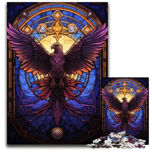 Puzzle 1000 Teile für Erwachsene AdlerBuntglasStil Puzzles für Erwachsene Familie und Freunde geeignet für Kinder ab 14 Jahren 1000 Teile (38 x 26 cm) von CXUOSADIP