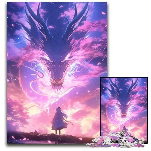 Puzzle 1000 Teile für Erwachsene AnimeDrache lila anspruchsvolle Puzzles interaktives Familienspiel DIY Heimdekoration Denksportaufgabe Geschenk 1000 PCS (75 x 50 cm) von CXUOSADIP