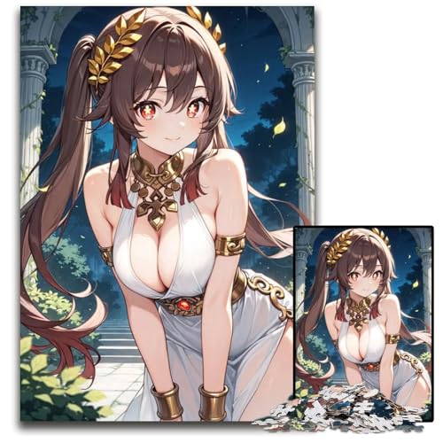 Puzzle 1000 Teile für Erwachsene AnimeGöttin im weißen Kleid Holzpuzzle perfekt für Halloween Weihnachten Geburtstagsgeschenk 1000 Teile (38 x 26 cm) von CXUOSADIP